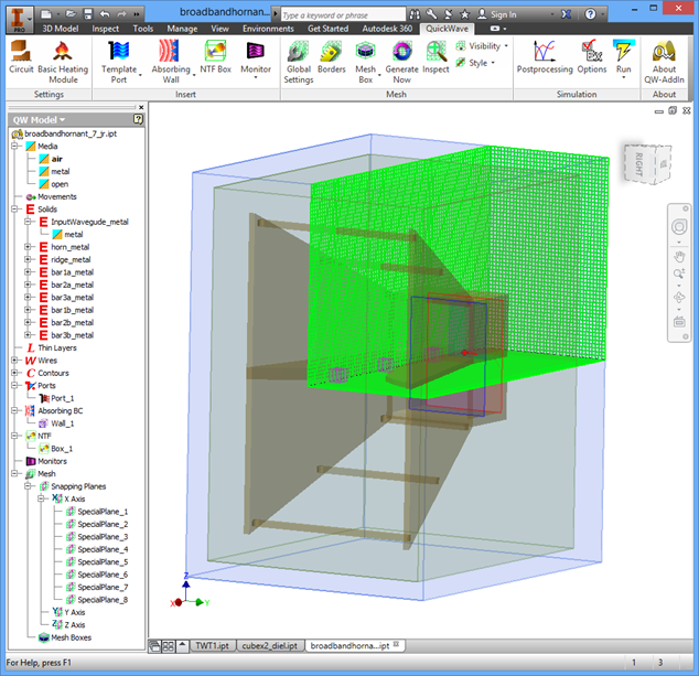 QuickWave 3D workspace