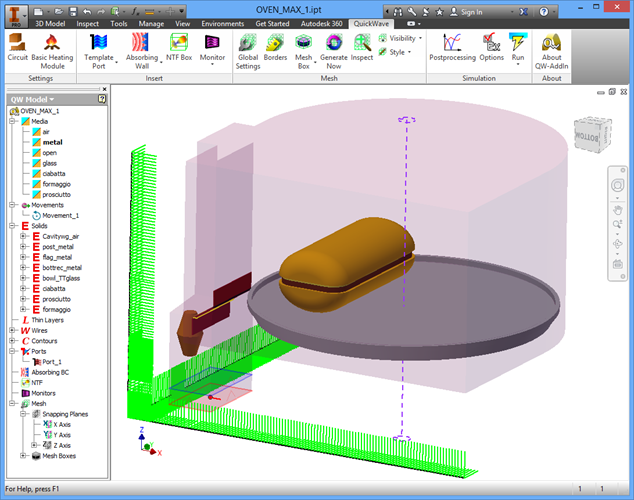 QuickWave 3D workspace