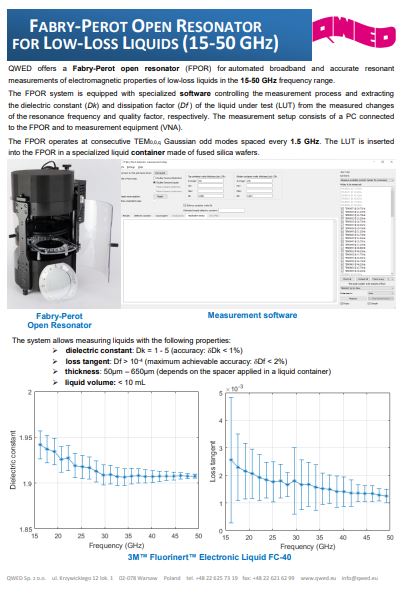 Broadband Fabry-Perot Open Resonator for Liquids cover